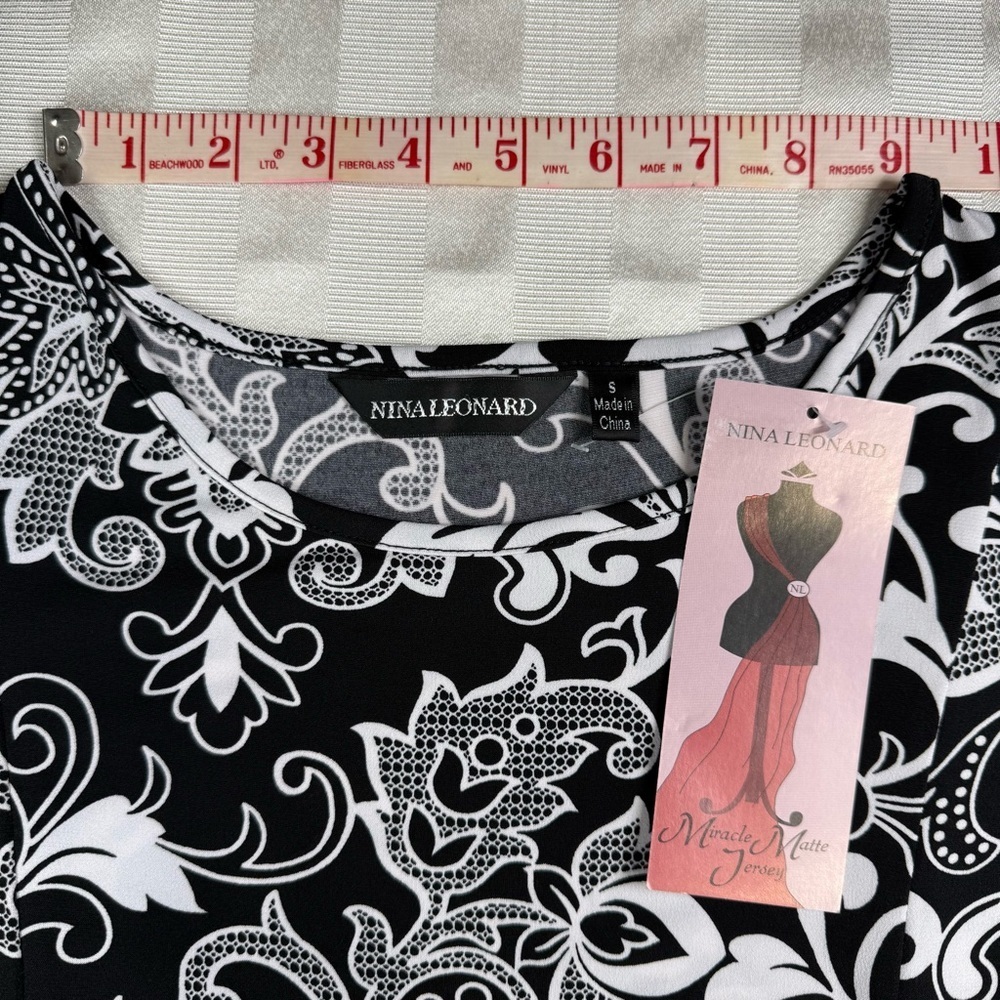 NWT Nina Leonard Miracle Matte Jersey Maxi-dress Sz Small Floral Scroll - Picture 6 of 12